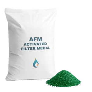 Bag of AFM Activated Filter Media with green glass filtration granules