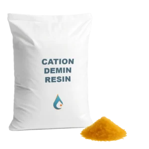 Bagged cation demin resin for industrial deionisation systems