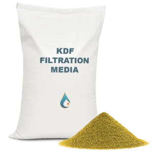 Bag of KDF filter media with copper-zinc water filtration granules